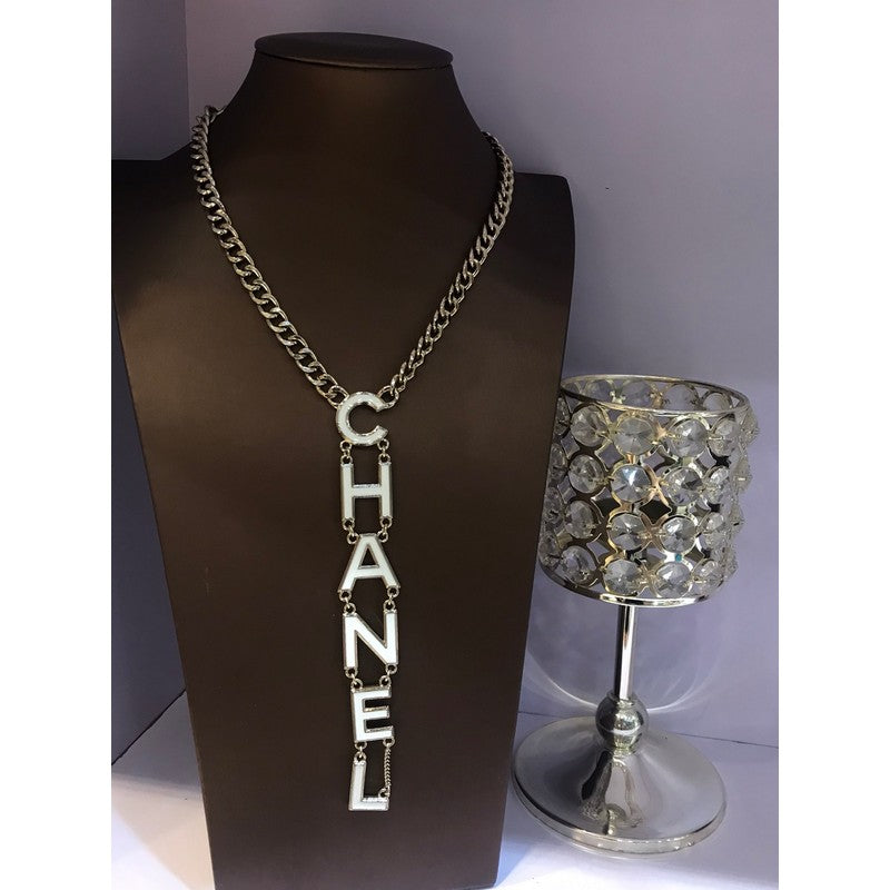 18K  Chanel 22S Big White Logo Necklace